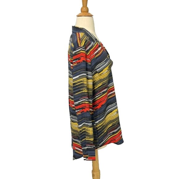 Equipment 100% Silk Long Sleeve Blouse Colorful Artsy Button Down Relaxed Size M - Picture 3 of 9